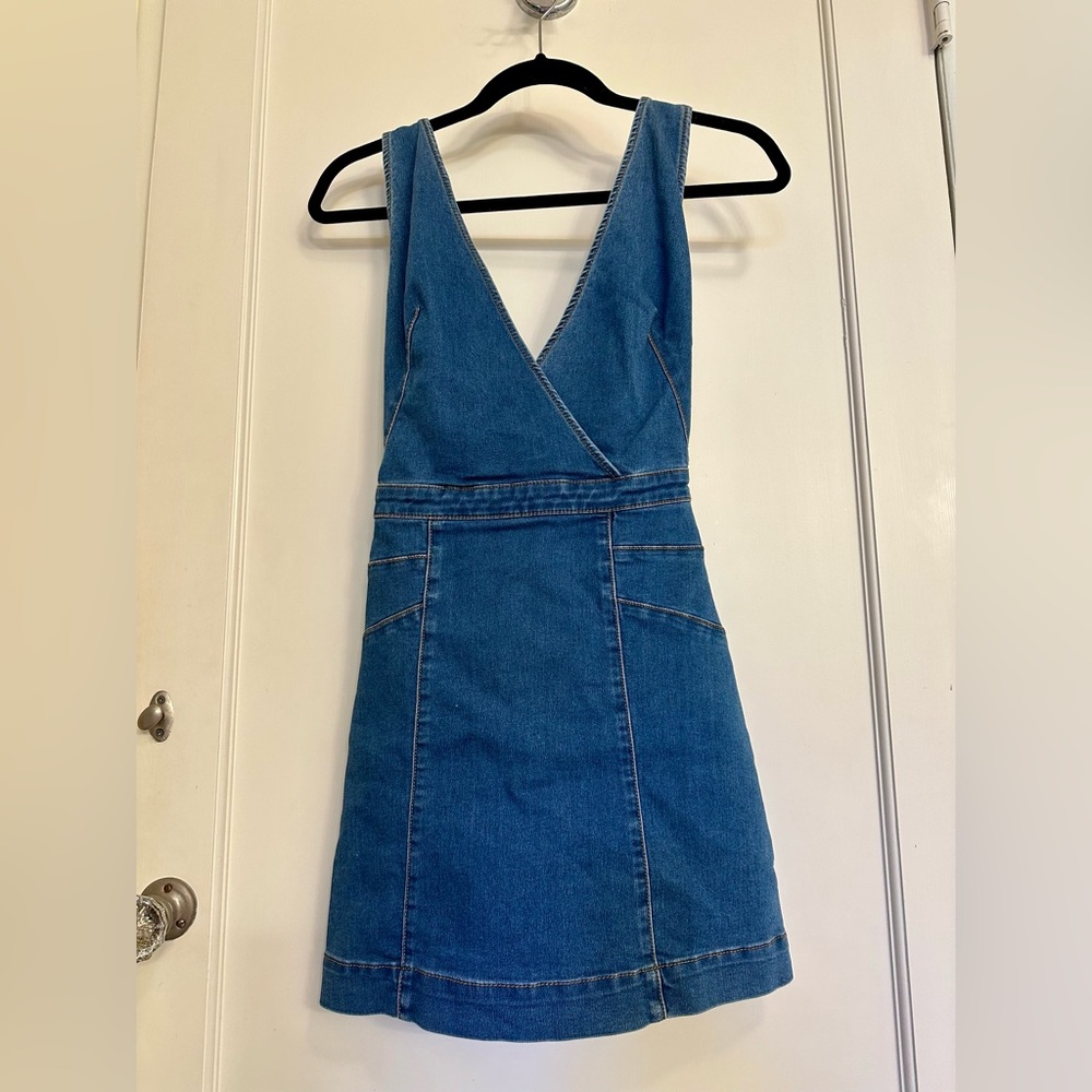 Free People Denim Overalls Dress